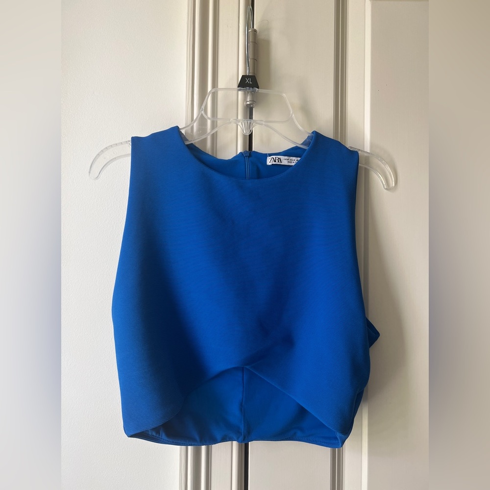 Blue crop Zara shirt